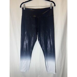 Zyia Active Leggings Womens Size 12 Black Metallic Ombré Workout Gear Q2‎